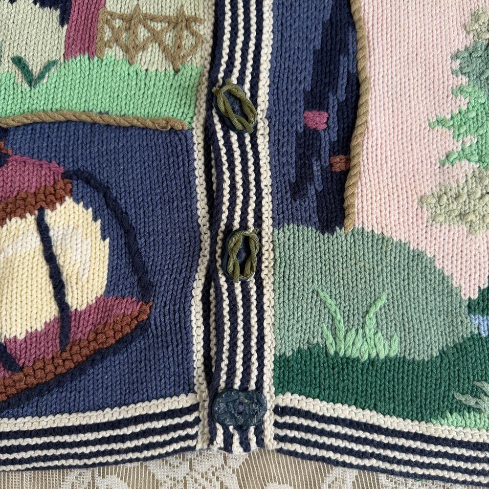 Vintage Storybook Knits Nautical Lighthouse Cardigan Size 1X - Picture 4 of 8
